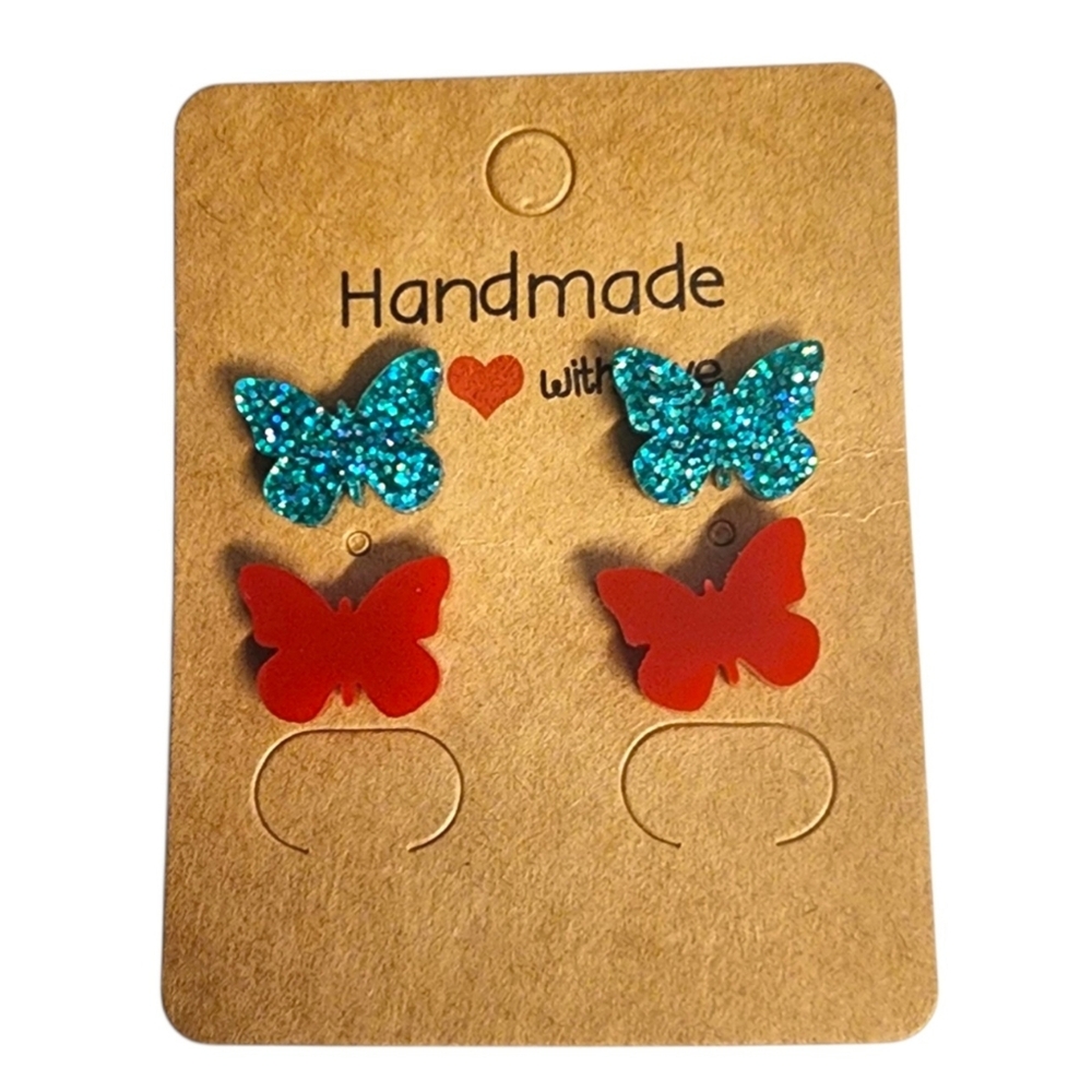 Sapphire Emberflutter Acrylic Stud Earrings - 2 Pair